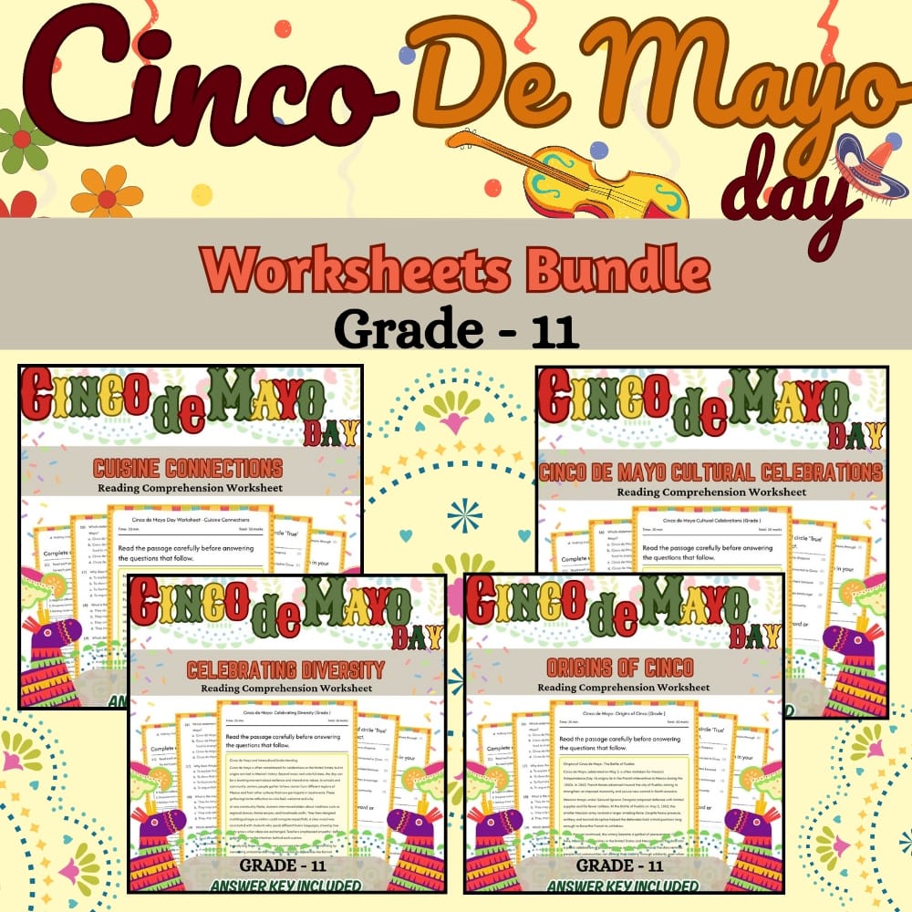 Grade 11 Cinco de Mayo Holiday Custom Bundle for Origins & Culture |C3 Framework — bundle cover