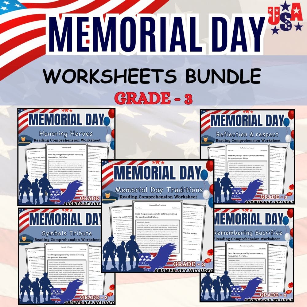 Grade 3 Memorial Day Holiday Lesson Bundle: Social Studies Framework — bundle cover