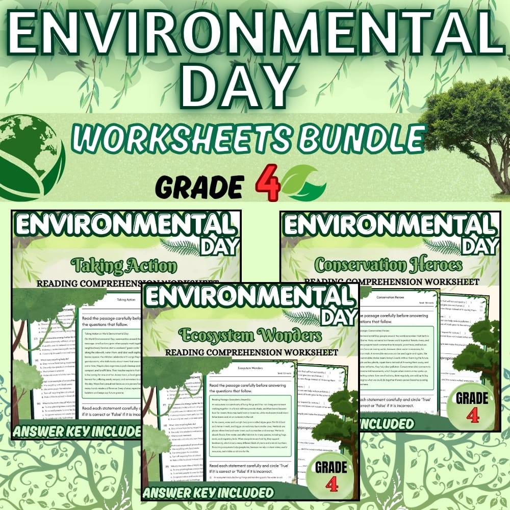 Grade 4 World Environmental Day Ecosystems Holiday Lesson Bundle - NGSS — bundle cover