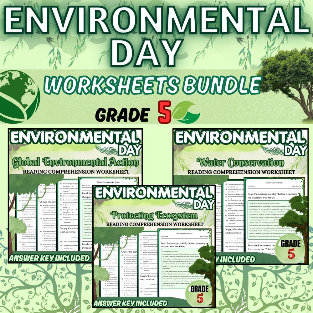 Grade 5 Holiday Environmental Days Science Custom Bundle NGSS Worksheets — bundle cover