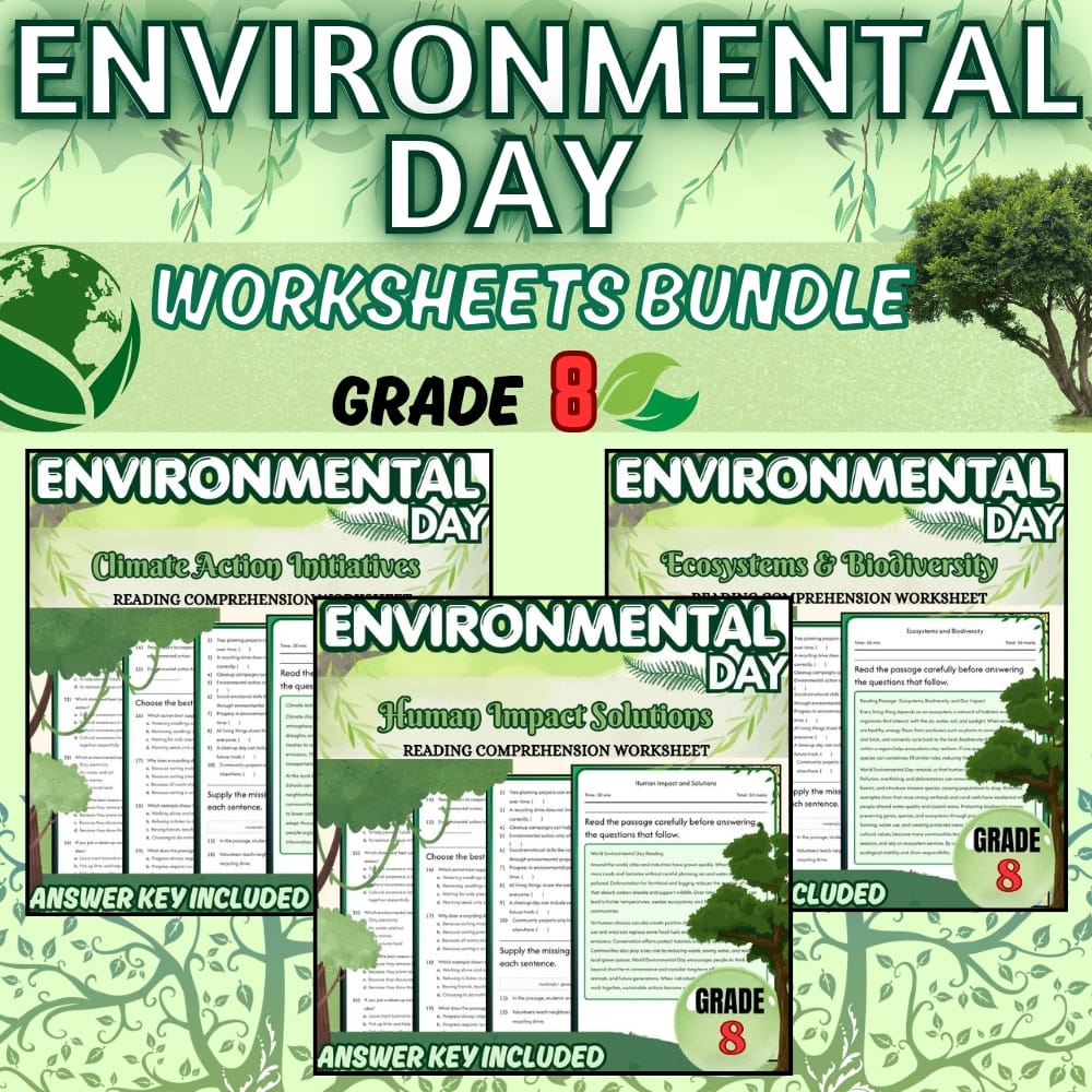 Grade 8 Holiday Environmental Science Custom Bundle for NGSS Worksheets — bundle cover