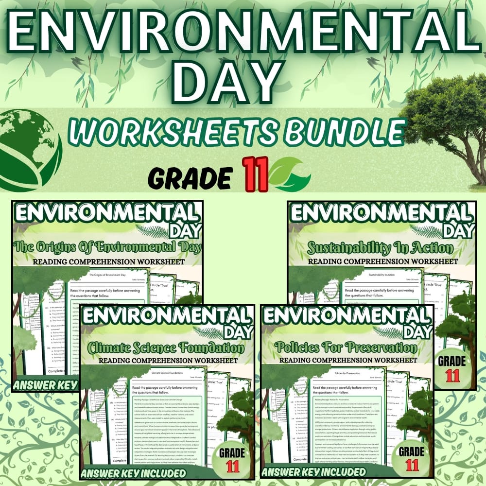 Grade 11 World Environmental Day Holiday Lesson Bundle NGSS — bundle cover
