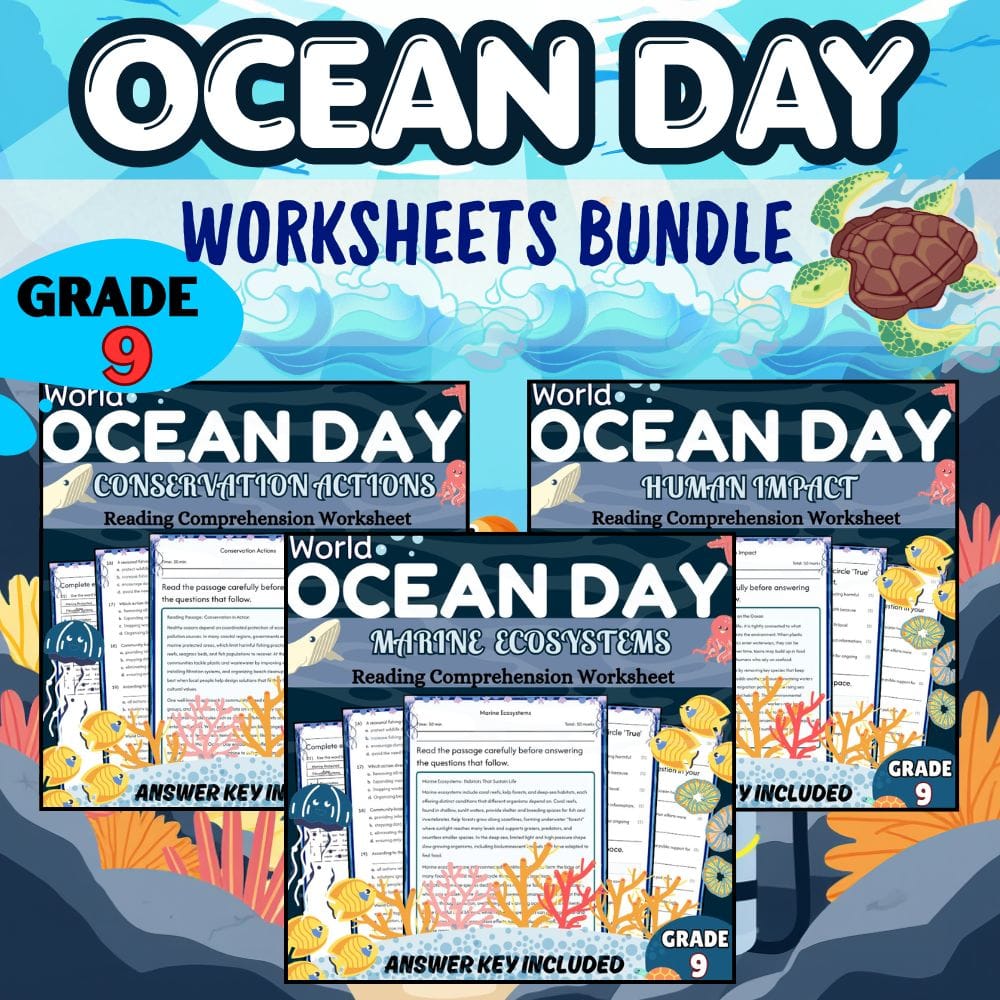 Grade 9 World Ocean Day Holiday Conservation Actions Custom Bundle NGSS — bundle cover