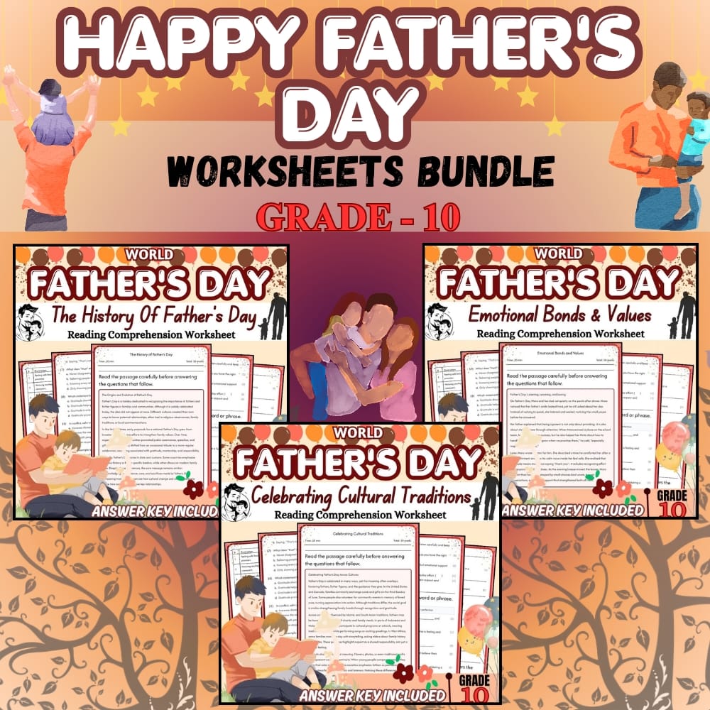 Grade 10 Holiday Fathers Day Lesson Bundle: CCSS Literacy Framework — bundle cover
