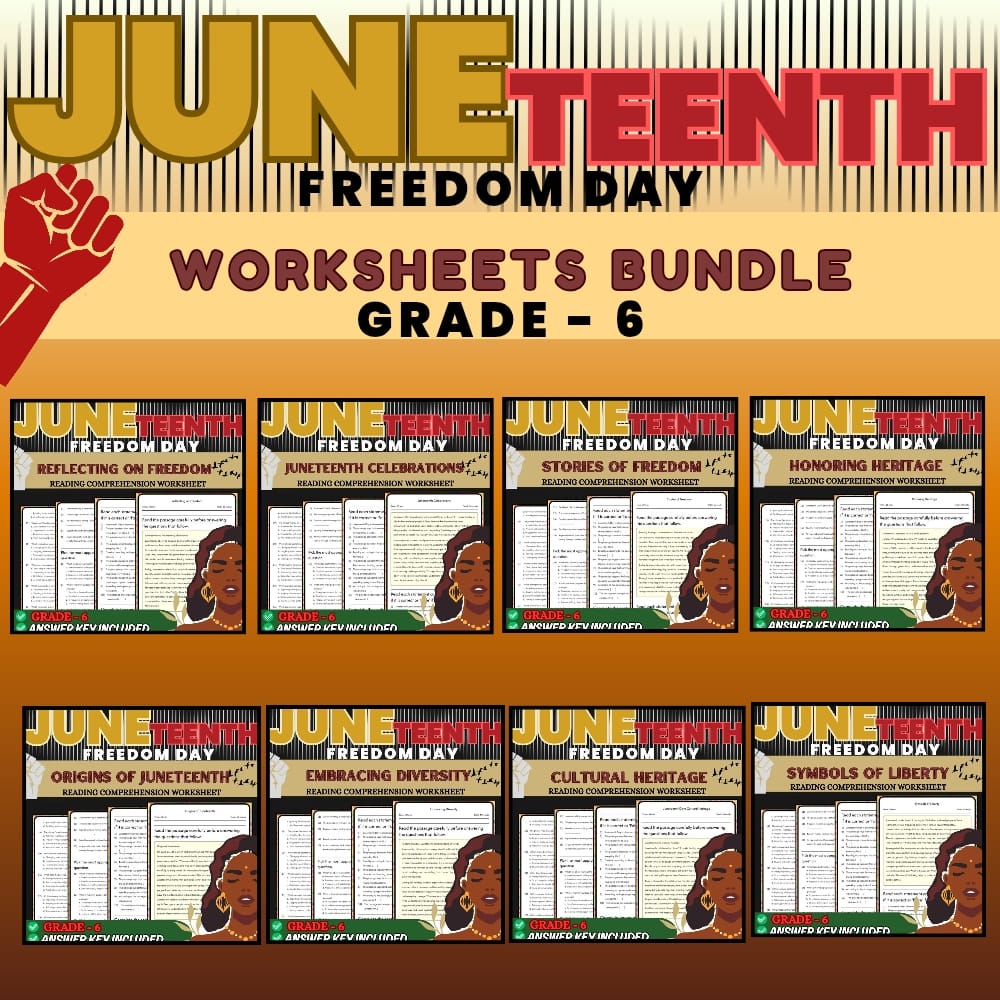 Grade 6 Juneteenth Day Holiday Lesson Bundle Worksheets for C3 Framework — bundle cover