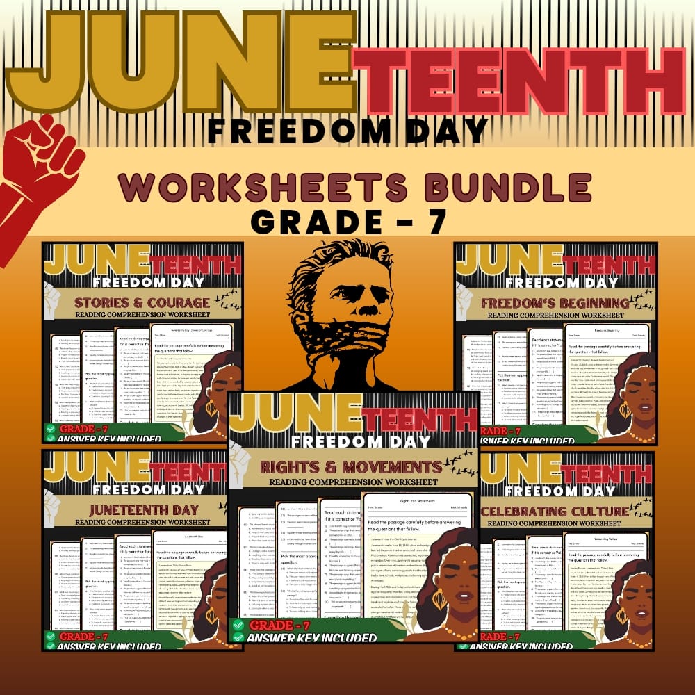Grade 7 Juneteenth Holiday Lesson Bundle: CCSS ELA & Civics Framework — bundle cover
