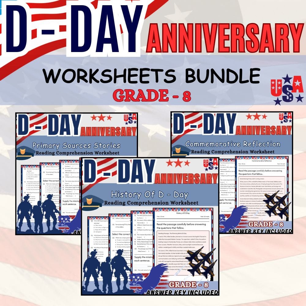 Grade 8 D-Day Holiday History Custom Bundle | C3 Inquiry Framework — bundle cover