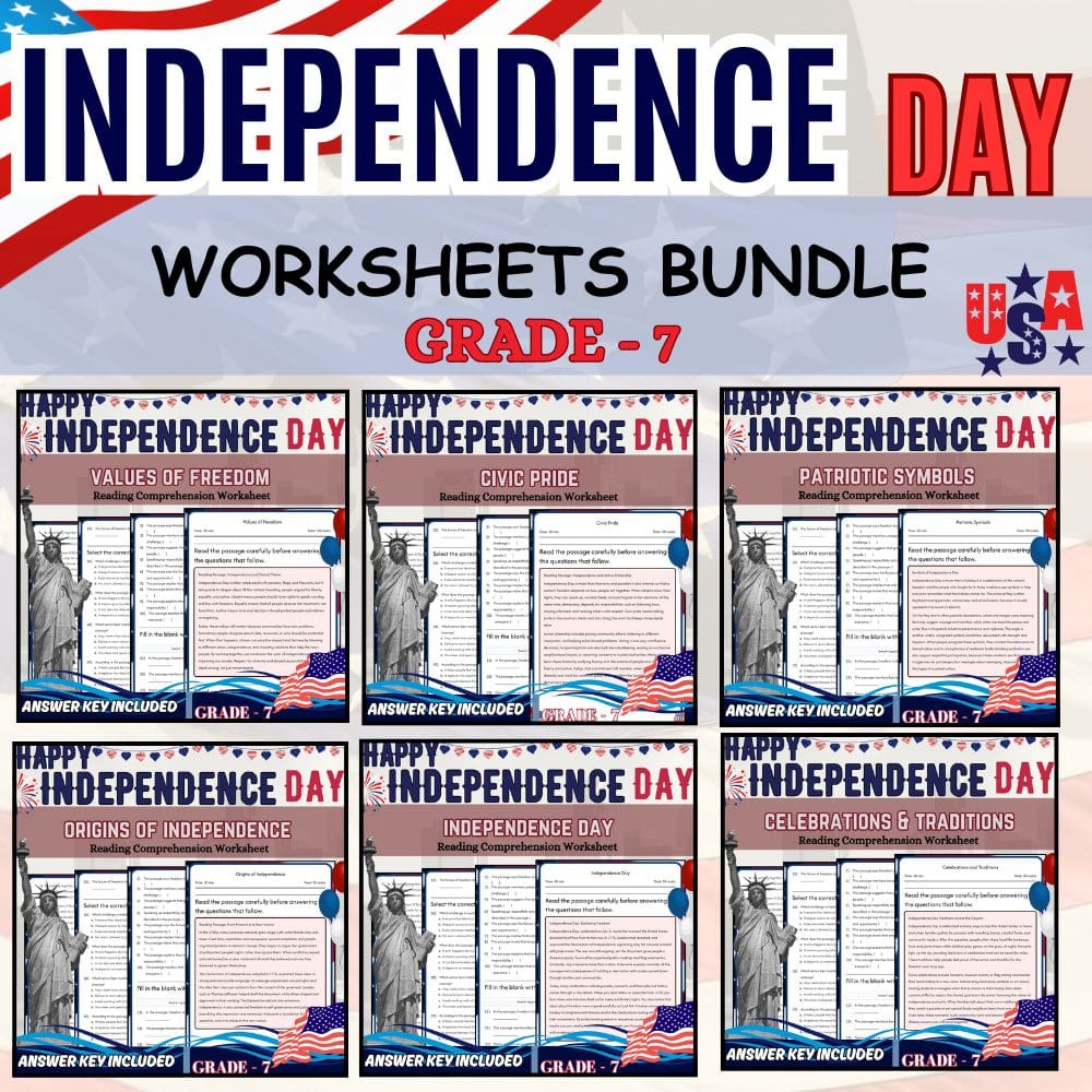 Grade 7 Independence Day Holiday Lesson Bundle: C3 Framework Civic Pride — bundle cover