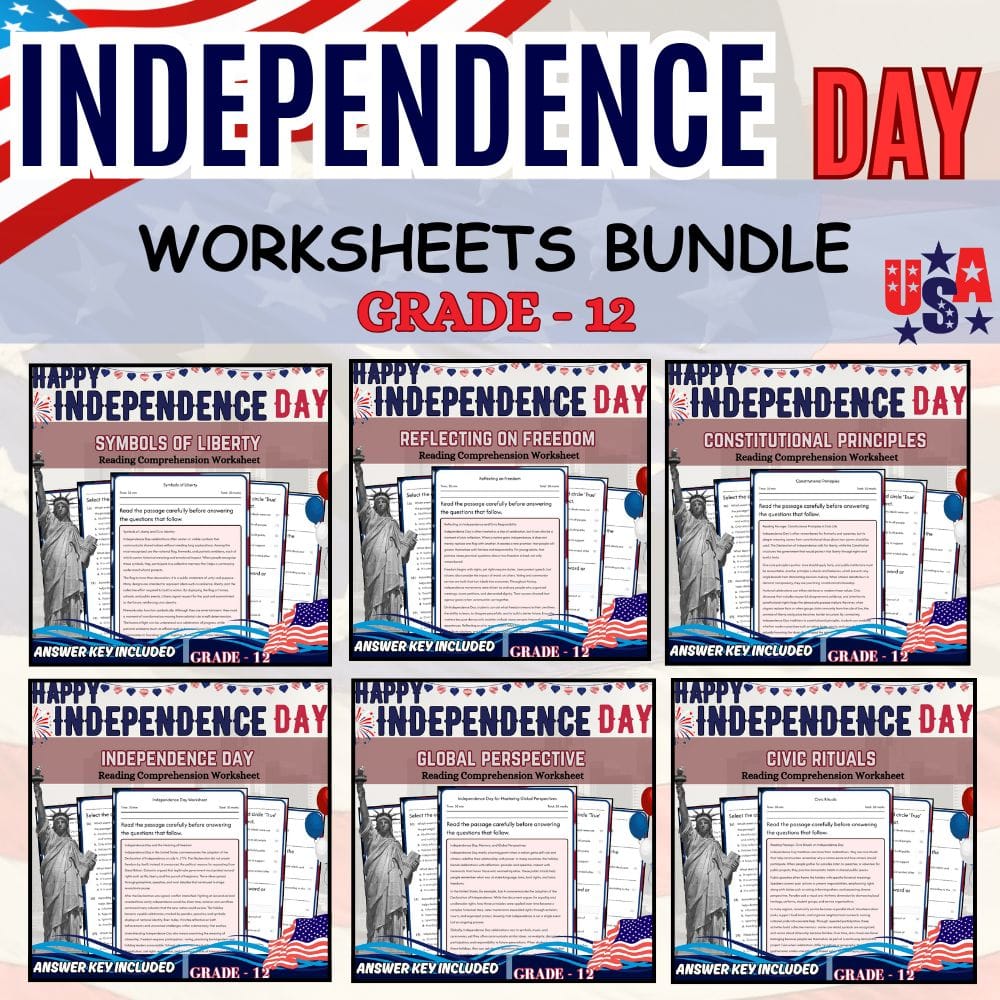 Grade 12 Independence Day Holiday Civics Lesson Bundle | C3 Framework — bundle cover
