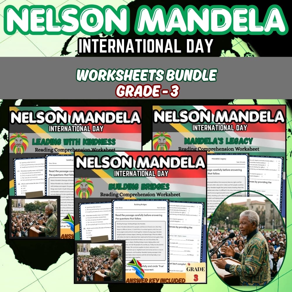Grade 3 Holiday Nelson Mandela Day Lesson Bundle: Inquiry-Based Learning — bundle cover