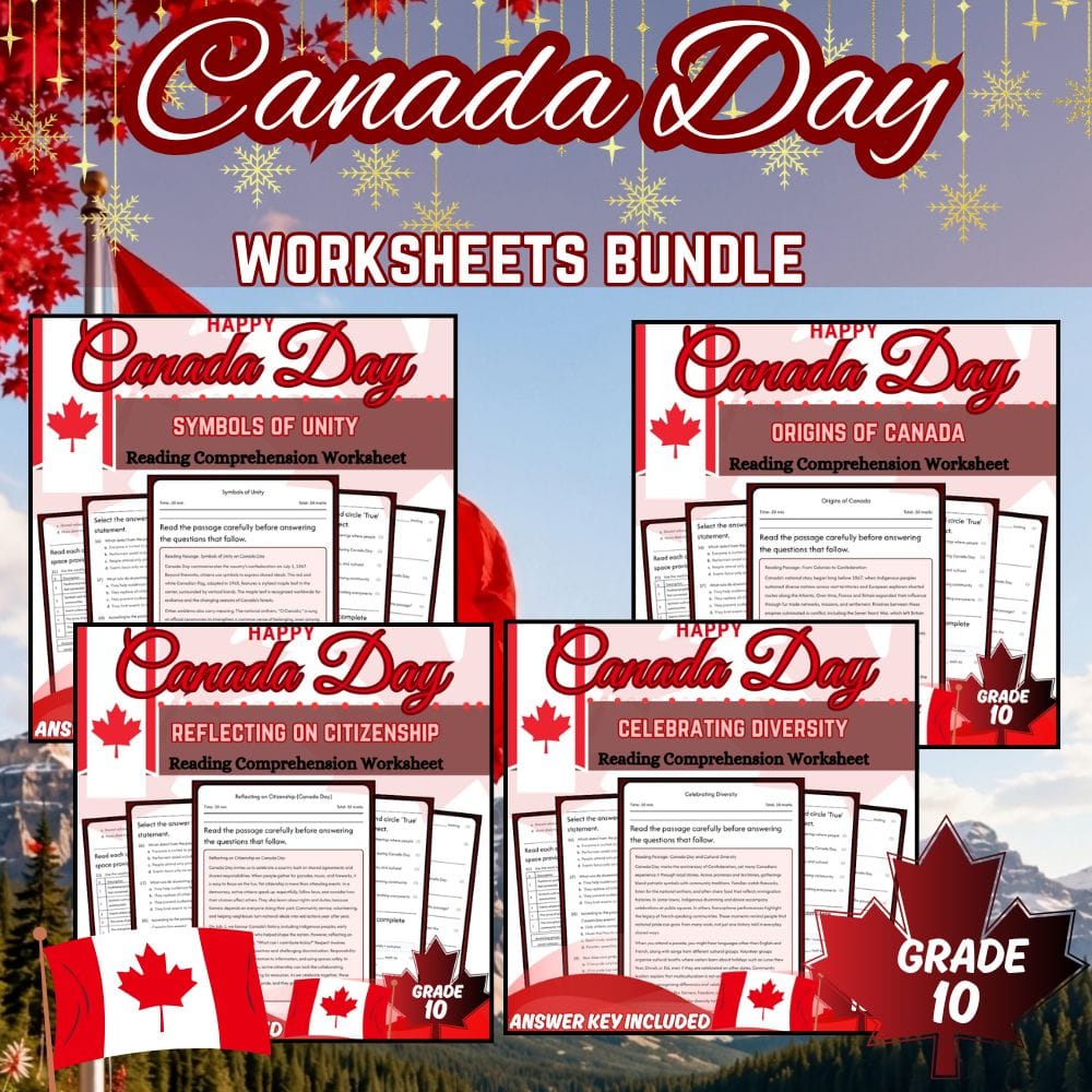 Grade 10 Canada Day Holiday Lesson Bundle: Citizenship Inquiry Framework — bundle cover