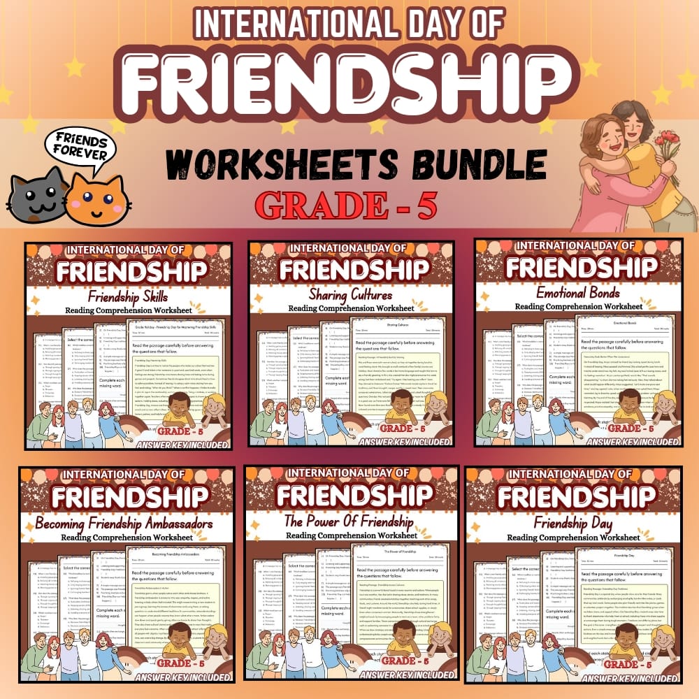 Grade 5 Friendship Skills Holiday Lesson Bundle: SEL PDF Worksheets — bundle cover
