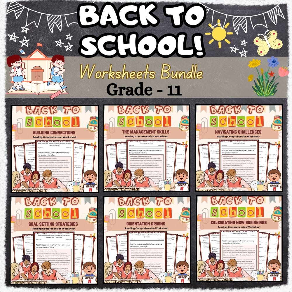 Holiday Back To School SEL Lesson Bundle for Grade 11 PDF Worksheets — bundle cover