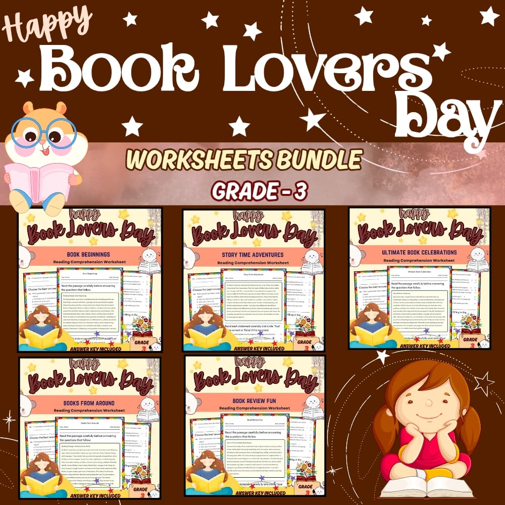 Book Lovers Day Lesson Bundle | Grade 3 Holiday ELA | Common Core — bundle cover