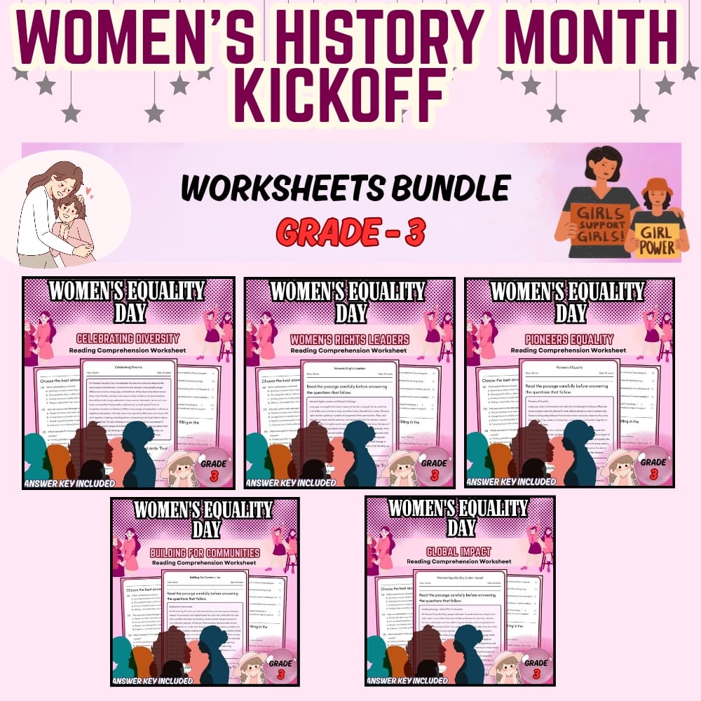 Women’s Equality Day Lesson Bundle | Grade 3 Holiday | Common Core — bundle cover