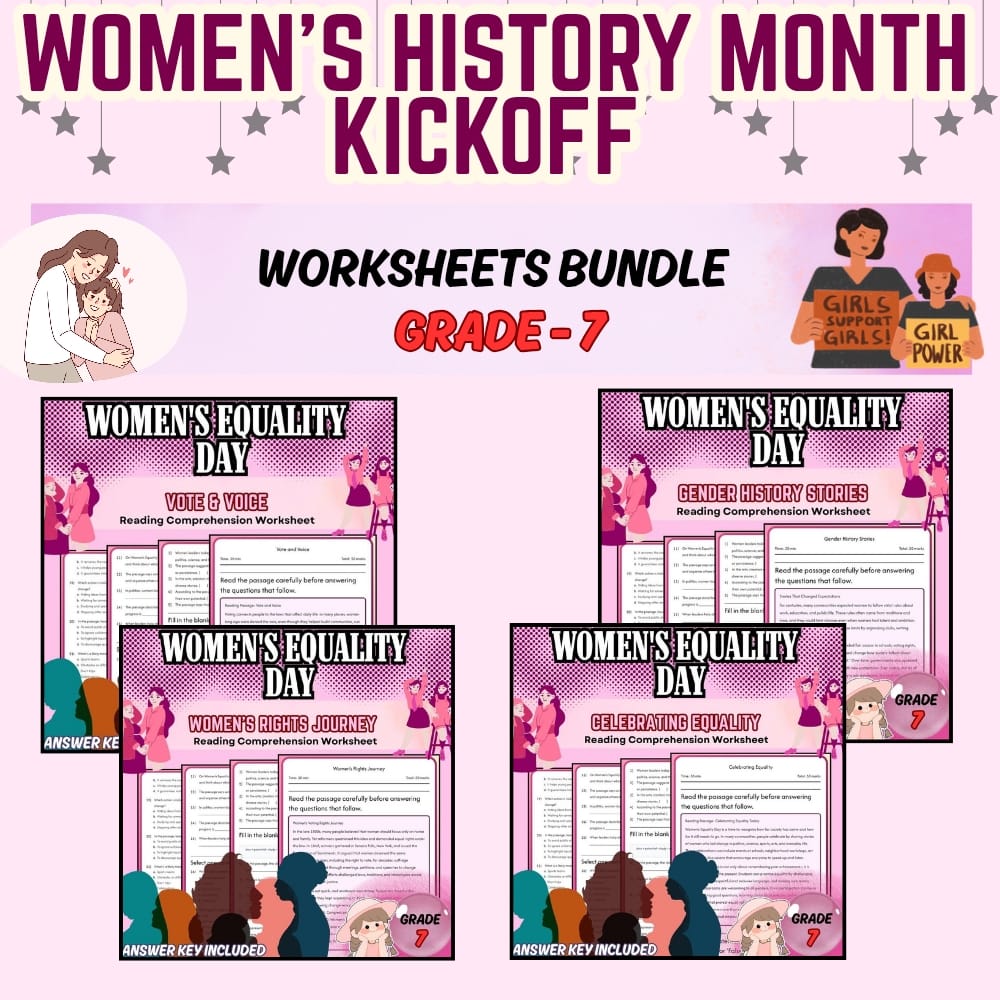 Grade 7 Women's Equality Day Holiday Lesson Bundle | C3 Framework — bundle cover