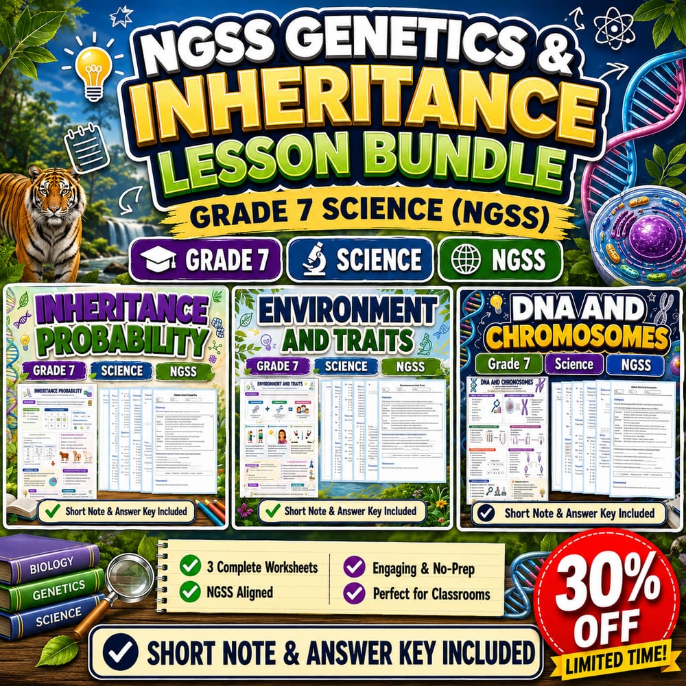 NGSS Genetics & Inheritance Lesson Bundle – Grade 7 Science (NGSS) — bundle cover