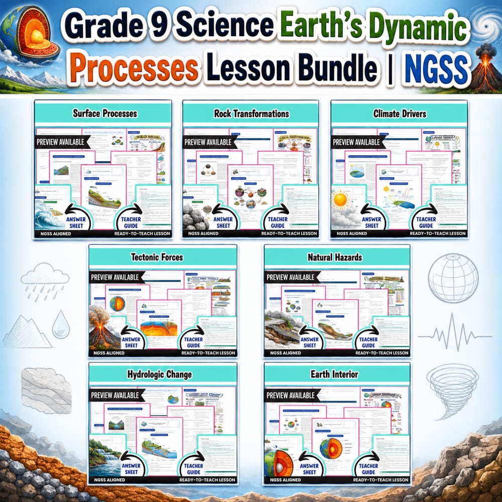 Grade 9 Science Earth’s Dynamic Processes Lesson Bundle | NGSS — bundle cover
