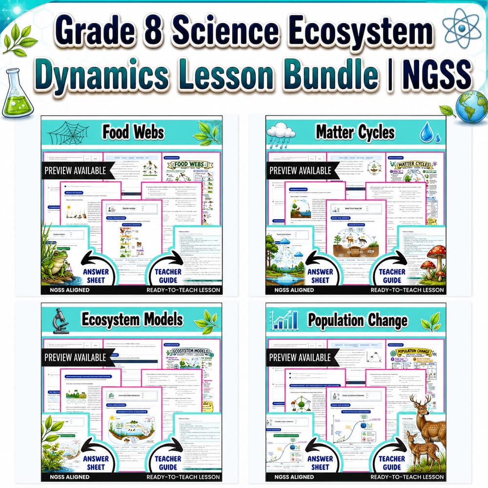 Grade 8 Science Ecosystem Dynamics Lesson Bundle | NGSS — bundle cover