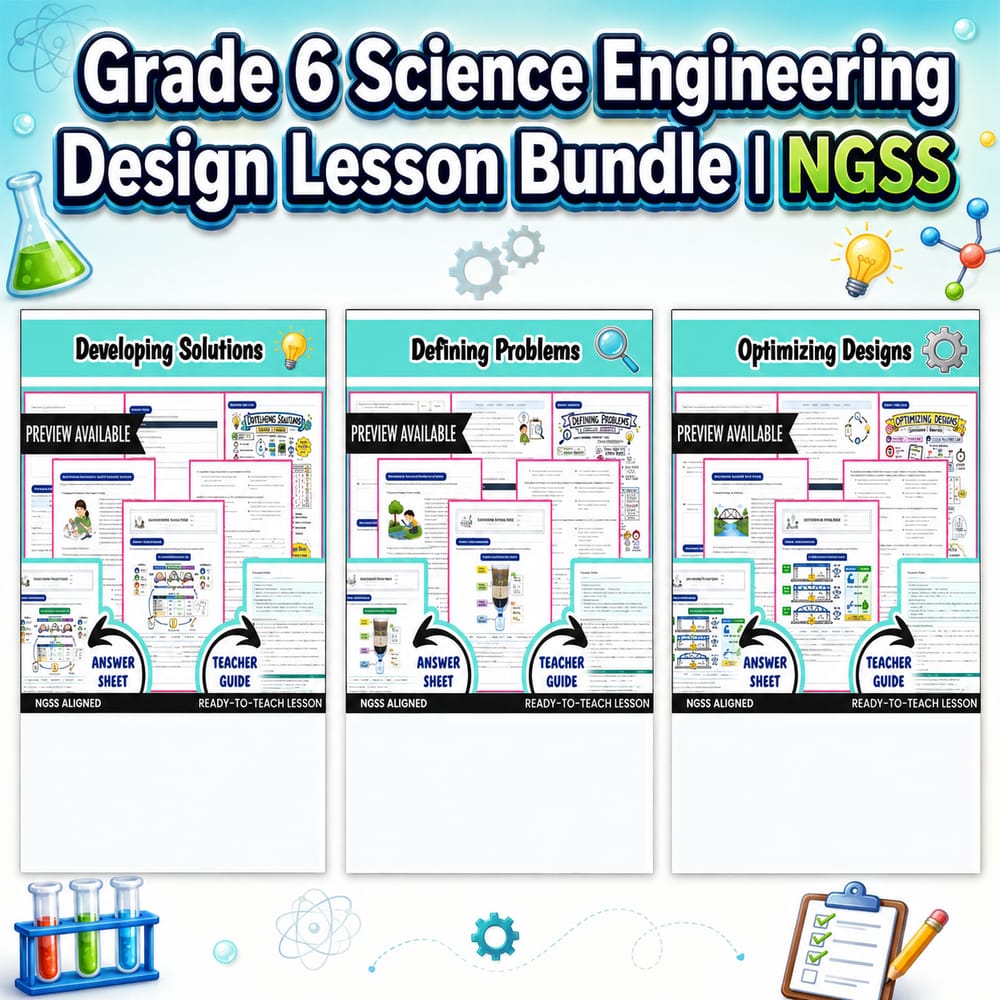 Grade 6 Science Engineering Design Lesson Bundle | NGSS — bundle cover