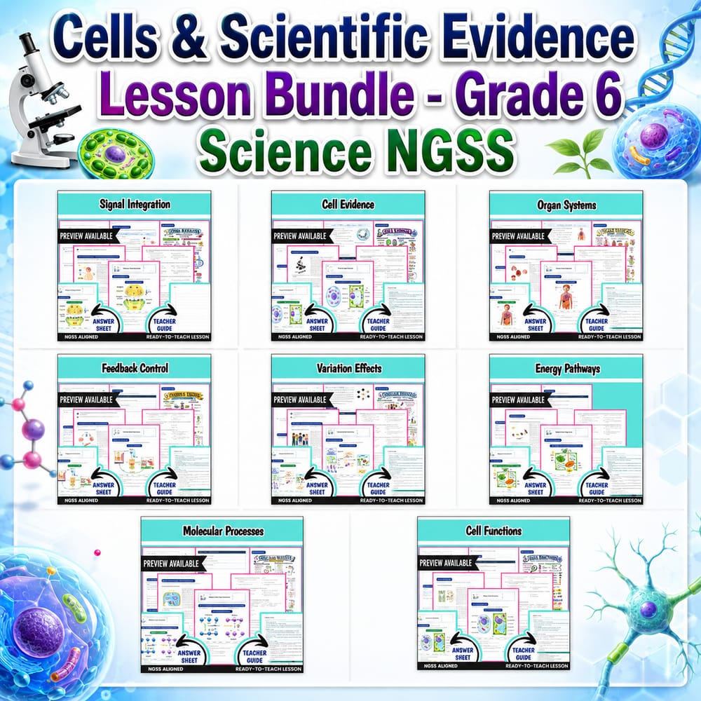 Cells & Scientific Evidence Lesson Bundle – Grade 6 Science NGSS — bundle cover