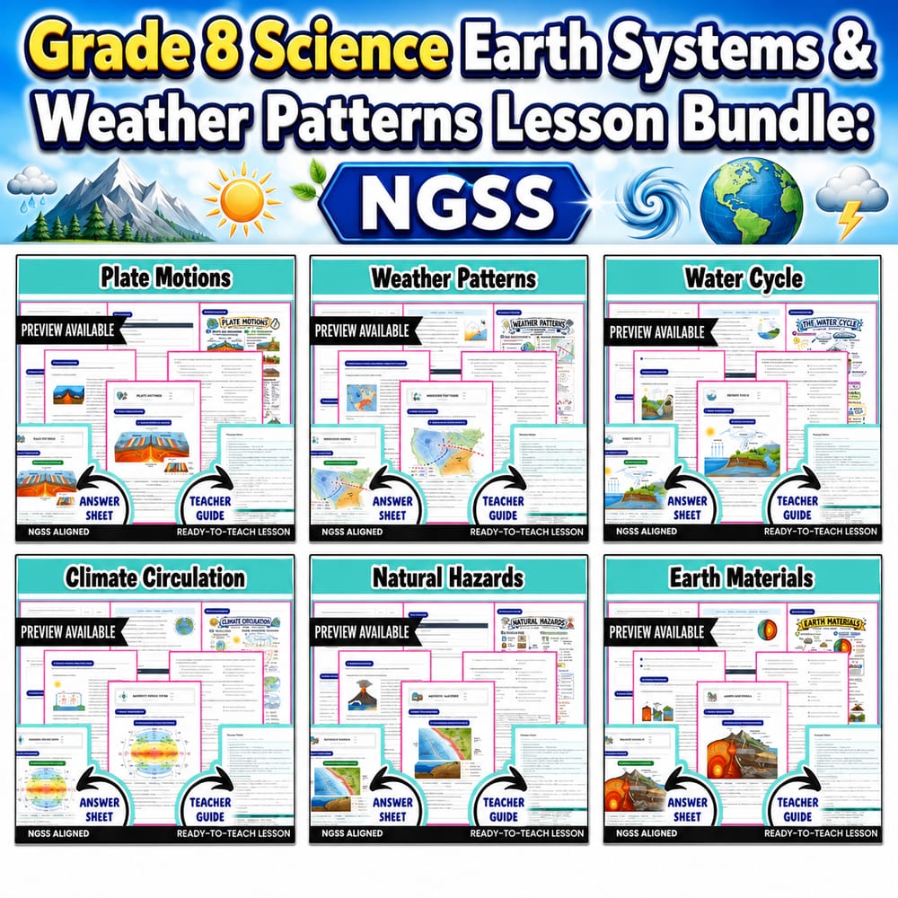 Grade 8 Science Earth Systems & Weather Patterns Lesson Bundle: NGSS — bundle cover
