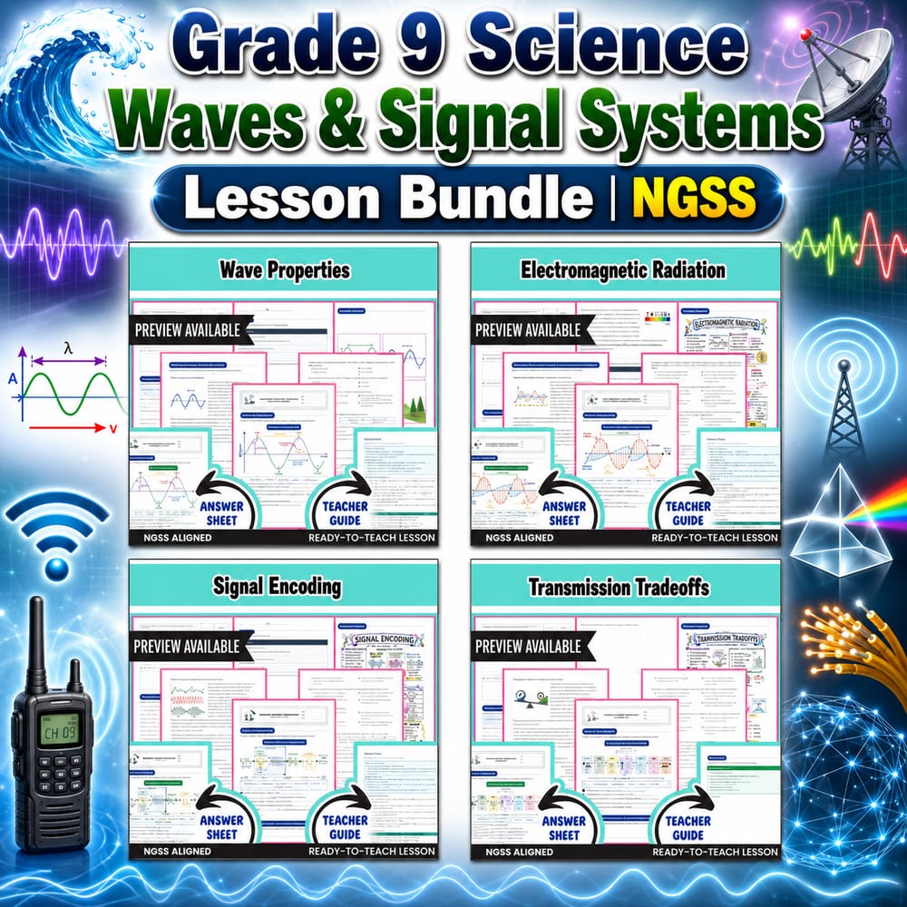 Grade 9 Science Waves & Signal Systems Lesson Bundle | NGSS — bundle cover