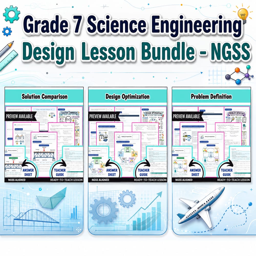 Grade 7 Science Engineering Design Lesson Bundle – NGSS — bundle cover