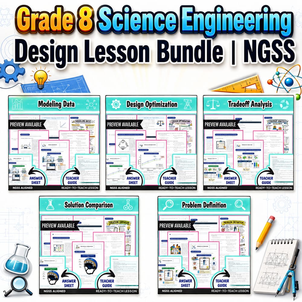 Grade 8 Science Engineering Design Lesson Bundle | NGSS — bundle cover