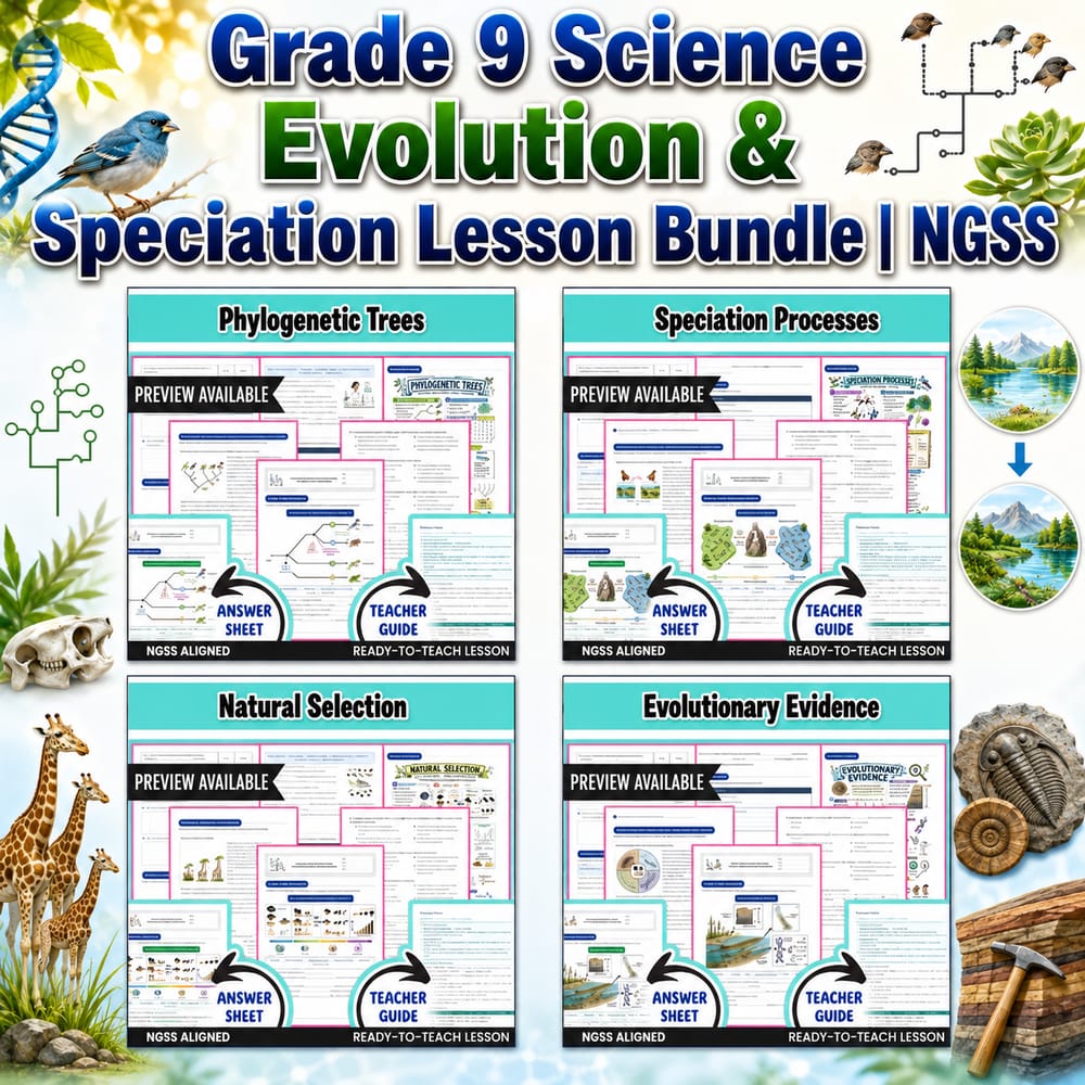 Grade 9 Science Evolution & Speciation Lesson Bundle | NGSS — bundle cover