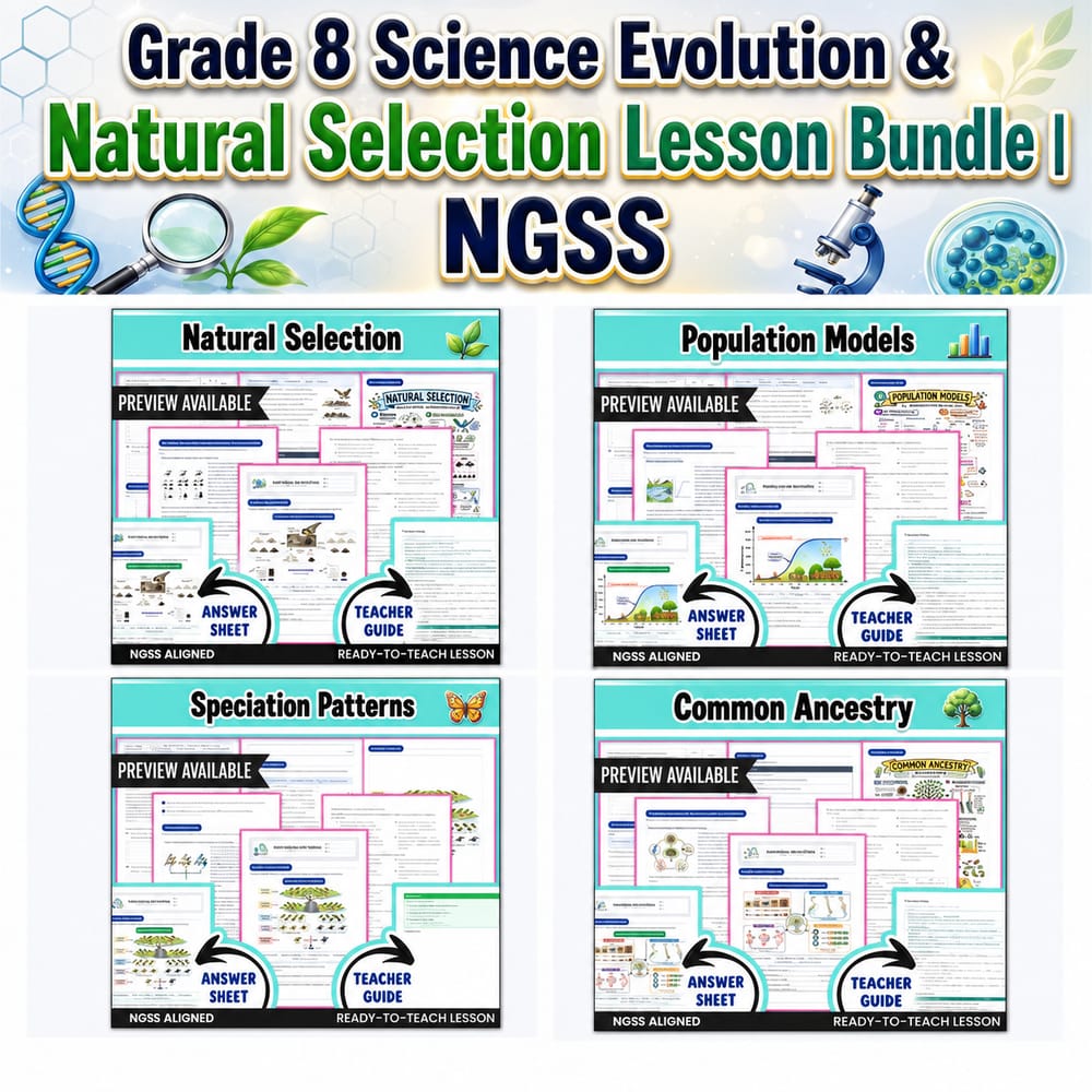 Grade 8 Science Evolution & Natural Selection Lesson Bundle | NGSS — bundle cover