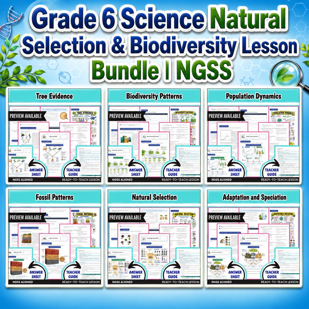 Grade 6 Science Full-Year Bundle | NGSS Science Worksheets — bundle cover
