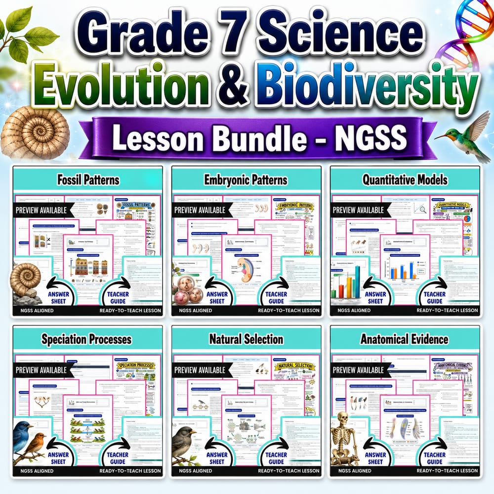 Grade 7 Science Evolution & Biodiversity Lesson Bundle – NGSS — bundle cover