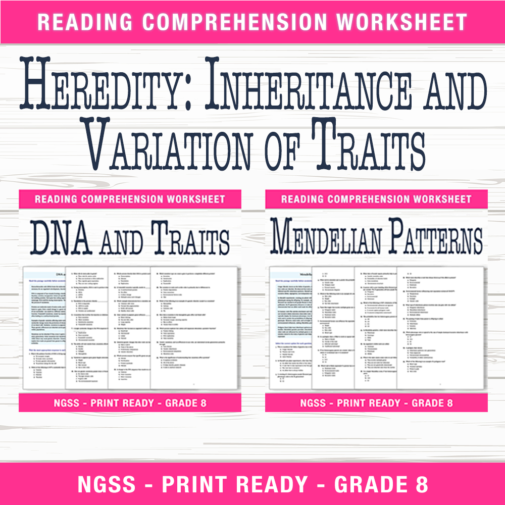 Grade 8 Science Unit | Mendelian Genetics & DNA Traits Worksheet Bundle (PDF) — bundle cover