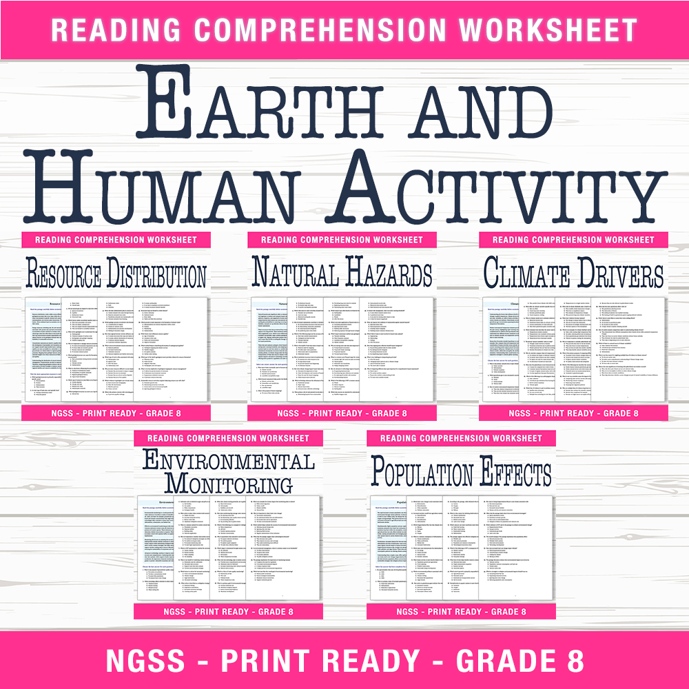 Grade 8 Science Unit | Environmental Impact & Climate Drivers Worksheet Bundle — bundle cover