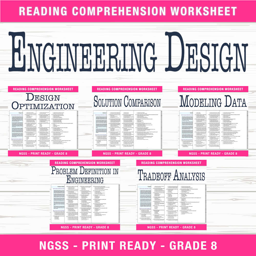 Grade 8 Science | Engineering Design & Data Modeling Unit Worksheet Bundle (PDF) — bundle cover