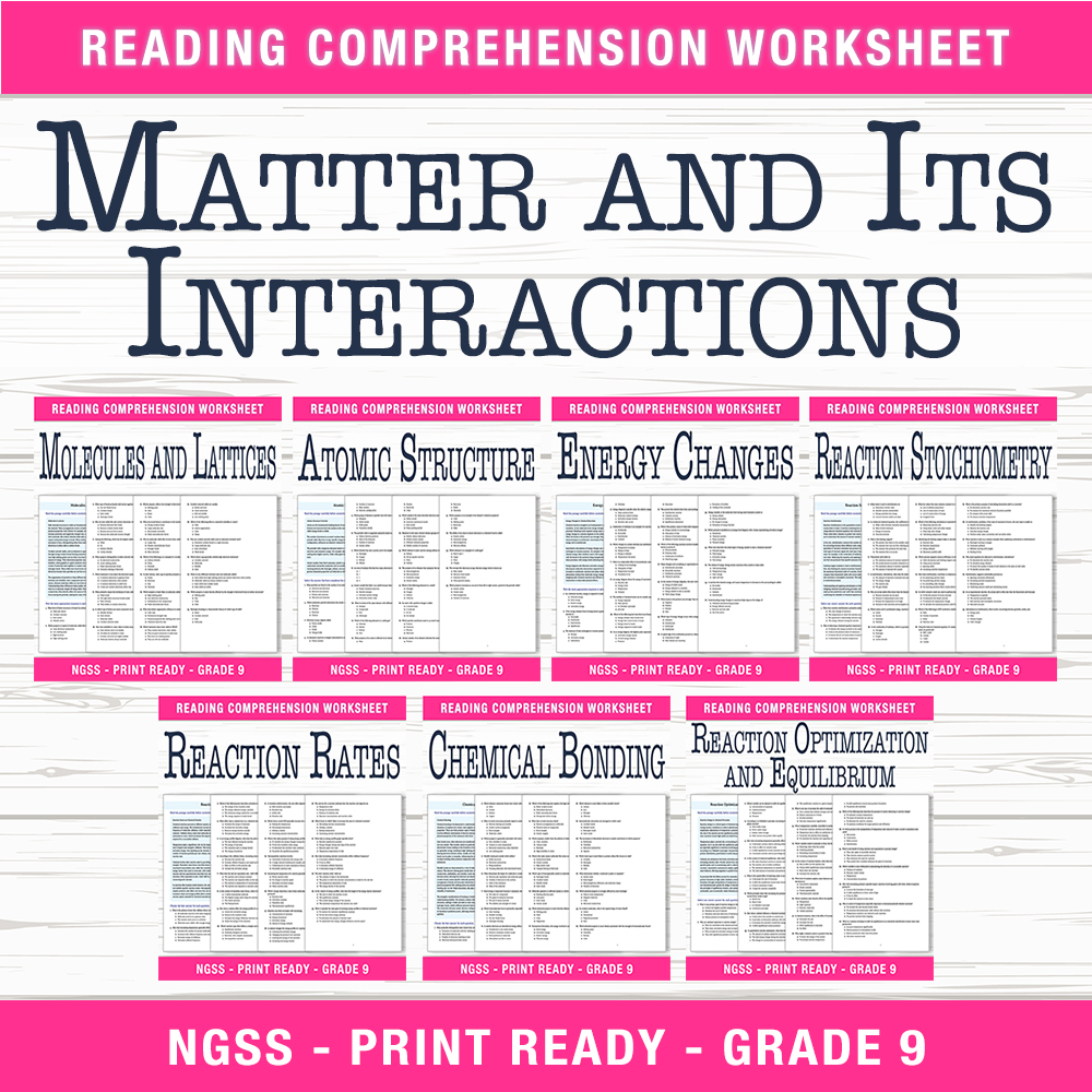 Grade 9 Science | Reaction, Bonding, and Atomic Structure Unit Worksheet Bundle — bundle cover