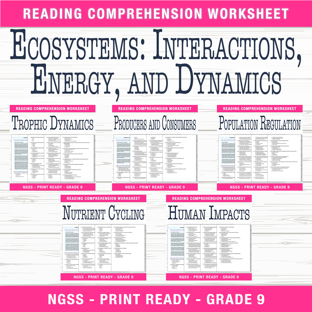Grade 9 Science Unit Bundle | Ecosystem Dynamics & Human Impacts Worksheets — bundle cover