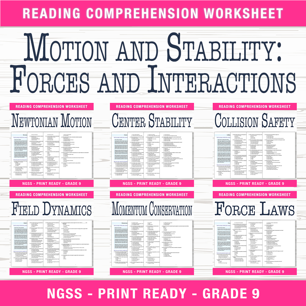 Grade 9 Science Unit | Motion, Force & Momentum Worksheets (PDF + Answer Key) — bundle cover