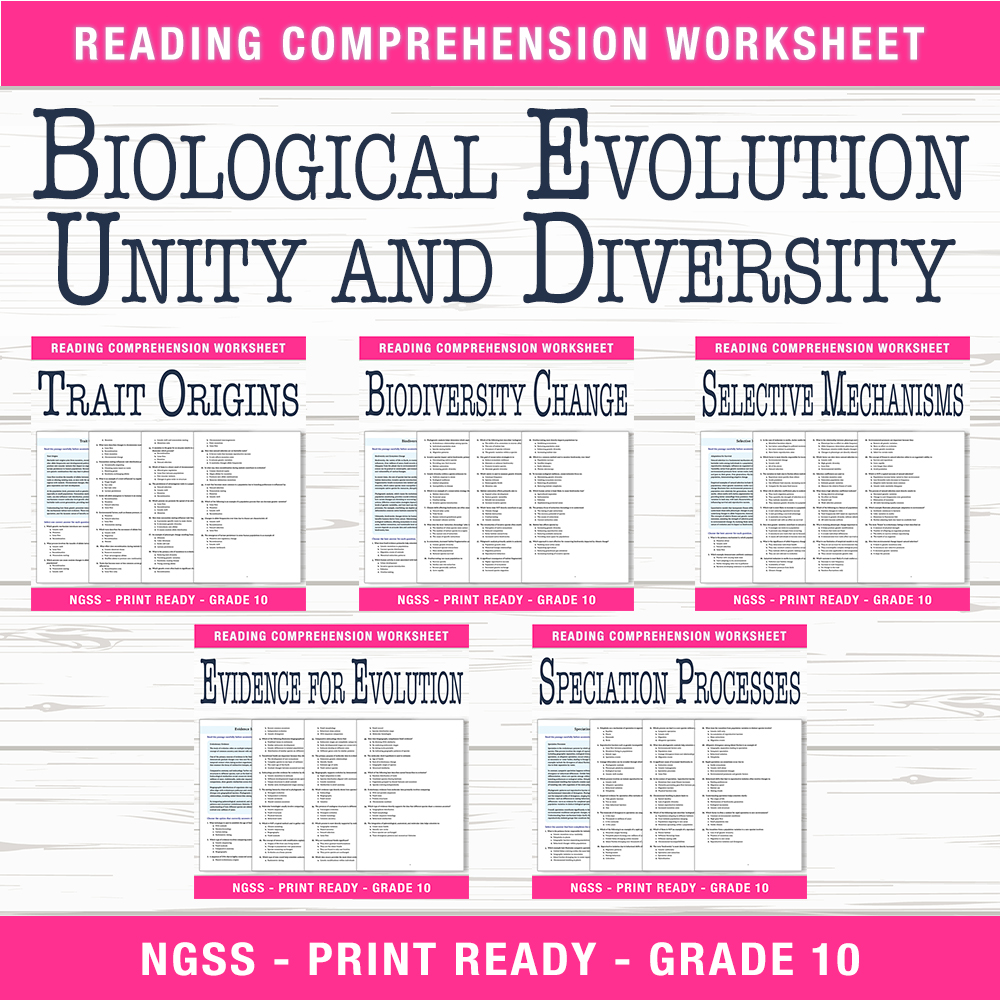 Grade 10 Science | Evolution & Biodiversity Unit Worksheet Bundle  — bundle cover