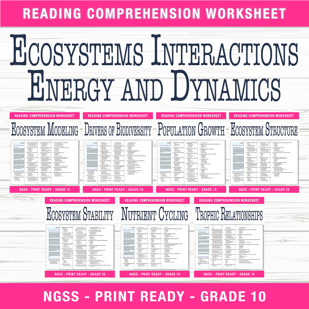 Grade 10 Science Ecosystems & Biodiversity UNIT Worksheet Bundle  — bundle cover