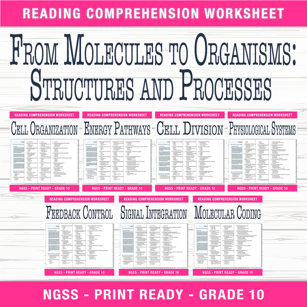 Grade 10 Science Unit Bundle | Cellular & Physiological Systems Worksheets — bundle cover