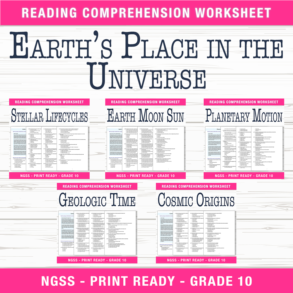 Grade 10 Science Unit | Stellar, Planetary & Geologic Worksheets bundle — bundle cover