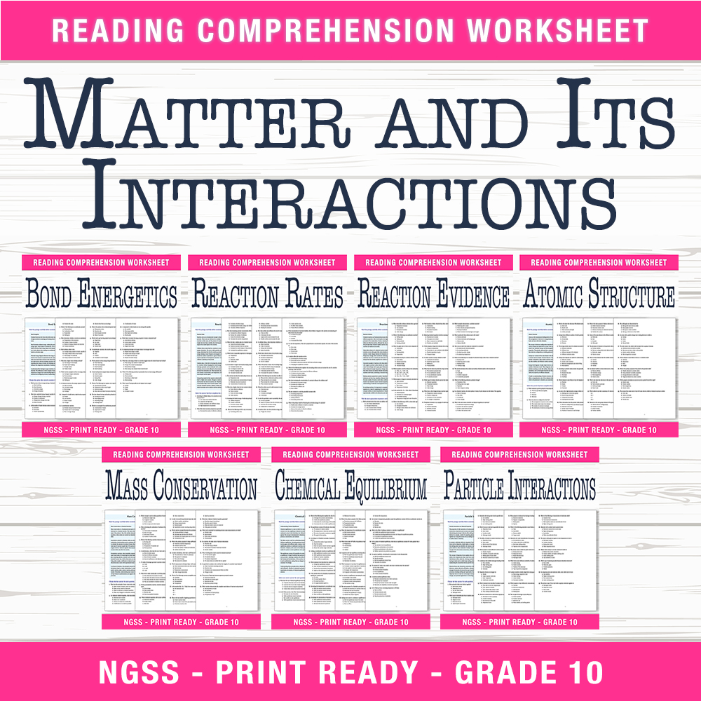 Grade 10 Science Unit | Chemical Reactions & Atomic Structure Worksheet Bundle  — bundle cover