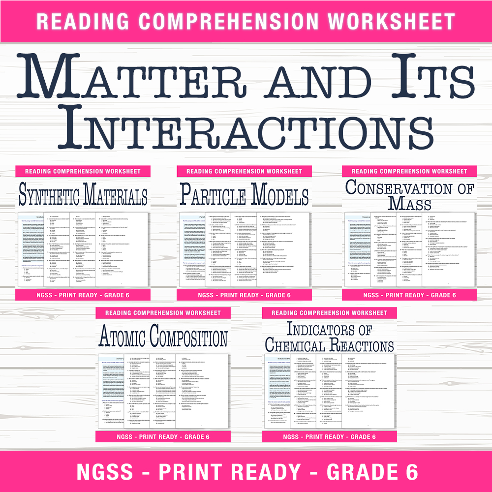 Grade 6 Science Unit Bundle | Chemical Reactions & Particle Models Worksheets  — bundle cover