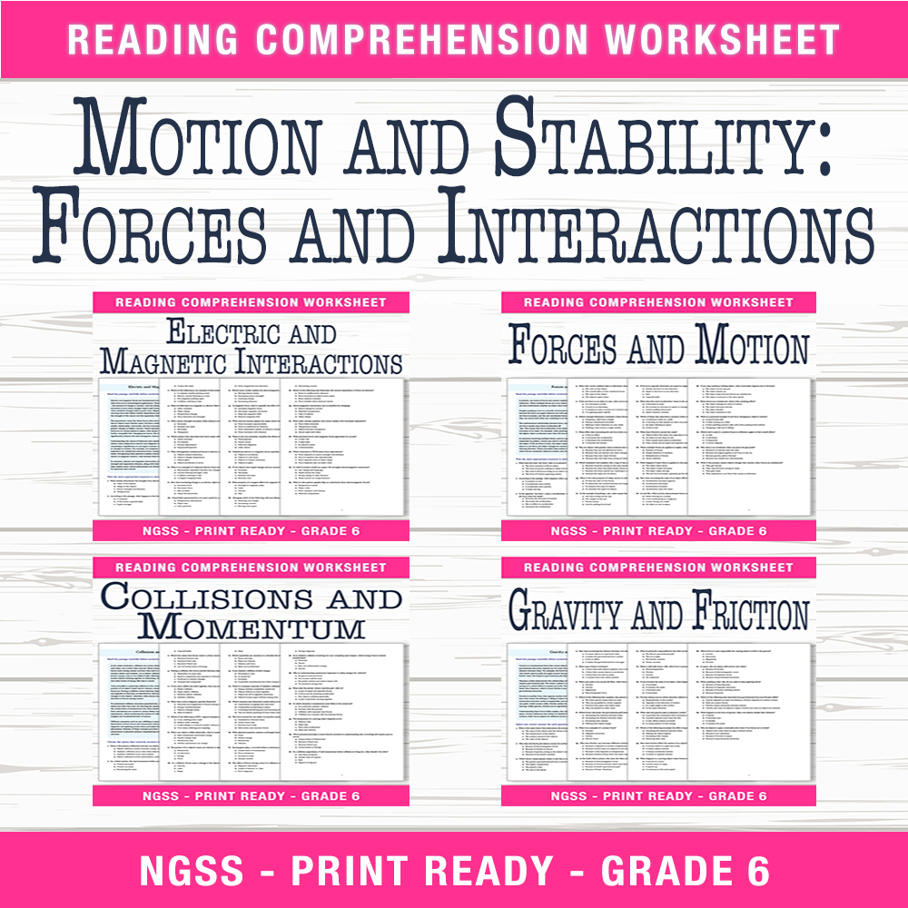 Grade 6 Science Unit | Forces, Motion & Magnetism Worksheets (PDF + Answer Key) — bundle cover