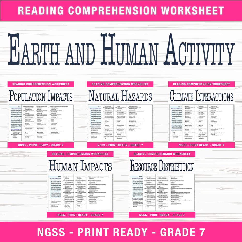 Grade 7 Science Unit Bundle | Human Impacts & Climate Interactions Worksheets  — bundle cover