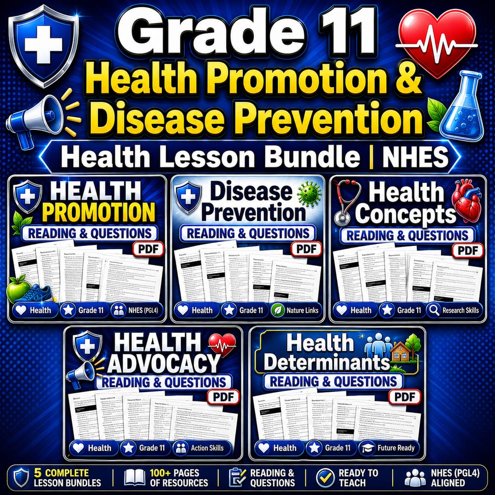Grade 11 Health Promotion & Disease Prevention Health Lesson Bundle | NHES — bundle cover