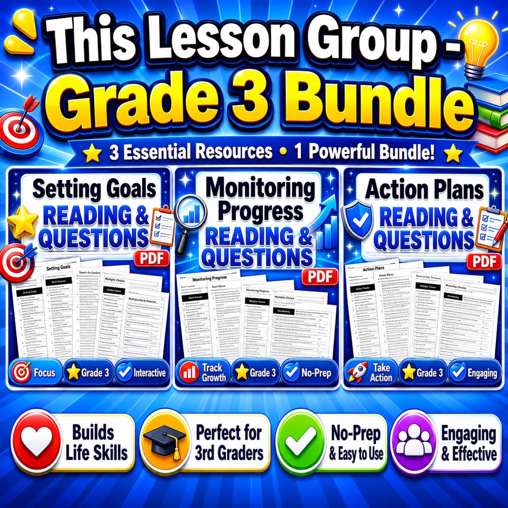 Grade 3 Goal-Setting Skills in Health Lesson Bundle – National NHES — bundle cover