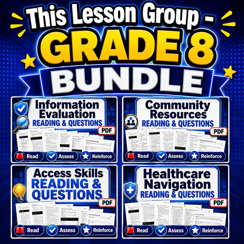 Grade 8 Access Valid Health Information Health Lesson Bundle NHES — bundle cover